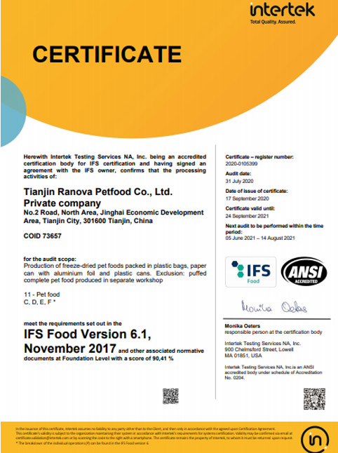 IFS Food Certificate